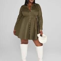 Fashion To Figure Paige Faux Pearl Button Down Shirt Dress 5 Fashion To Figure Paige Faux Pearl Button Down Shirt Dress -Pleasures SHOP x 80f04d96 d956 45a7 bb59 9b734bdd98ff