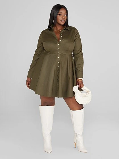Fashion To Figure Paige Faux Pearl Button Down Shirt Dress 3 Fashion To Figure Paige Faux Pearl Button Down Shirt Dress - Image 3
