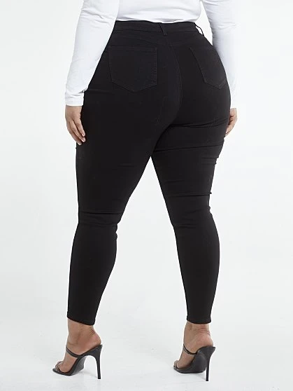 Fashion To Figure Black High Rise Zip Front Skinny Jeans 3 Fashion To Figure Black High Rise Zip Front Skinny Jeans - Image 3