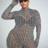 Fashion To Figure Alexis Mesh Houndstooth Catsuit