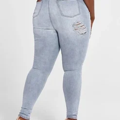 Fashion To Figure High Rise Light Wash Destructed Skinny Jeans - Short Inseam -Pleasures SHOP x 82907b87 ee98 4725 ad44 346dcb6c322b 1