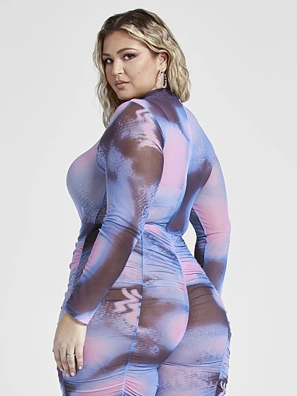 Fashion To Figure Jeanette Mesh Printed Catsuit 2 Fashion To Figure Jeanette Mesh Printed Catsuit - Image 2