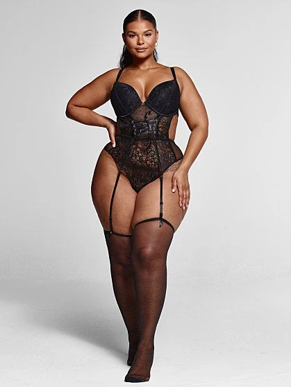 Fashion To Figure Angelina Corset Detail Lace Bodysuit With Garter Belt & Stockings 4 Fashion To Figure Angelina Corset Detail Lace Bodysuit With Garter Belt & Stockings - Image 4