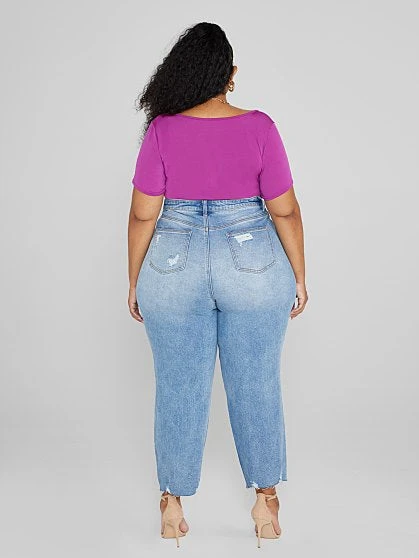 Fashion To Figure Mid Rise Relaxed Fit Crop Jeans 3 Fashion To Figure Mid Rise Relaxed Fit Crop Jeans - Image 3