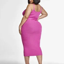 Fashion To Figure Robyn Belted Ribbed Knit Dress