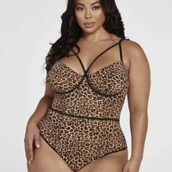Fashion To Figure Latisha Strappy Leopard Print Bodysuit