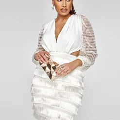 Fashion To Figure FTF Black Label - Linda Crochet Sleeve Fringe Dress -Pleasures SHOP x 86ec2043 3a97 42f6 bc8e 7d8034e75d41