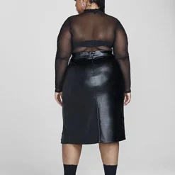 Fashion To Figure Alexia Faux Leather Midi Skirt