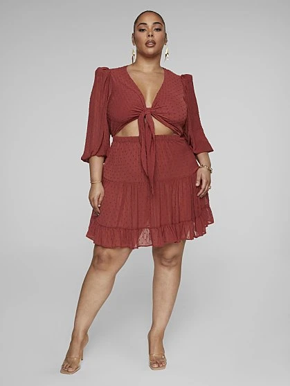 Fashion To Figure Mackenzie Tie Front Flare Dress 3 Fashion To Figure Mackenzie Tie Front Flare Dress - Image 3