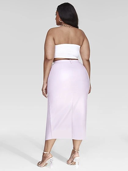 Fashion To Figure Leanne Faux Leather Midi Skirt 1 Fashion To Figure Leanne Faux Leather Midi Skirt