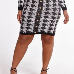 Fashion To Figure Melody Houndstooth Sweater Skirt -Pleasures SHOP x 88414877 9d8b 409d b801 2dbbfe0c17bc