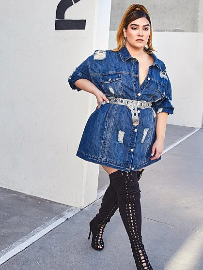 Fashion To Figure EYBS Denim Trucker Jacket 2 Fashion To Figure EYBS Denim Trucker Jacket - Image 2