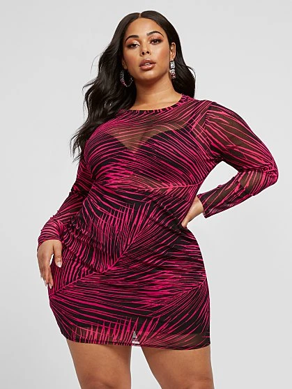 Fashion To Figure Luciana Palm Print Mesh Bodycon Dress 1 Fashion To Figure Luciana Palm Print Mesh Bodycon Dress