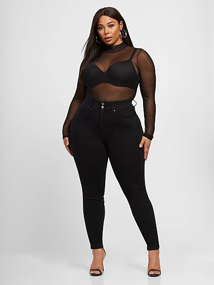 Fashion To Figure Black Curvy Fit Skinny Jeans - Short Inseam 3 Fashion To Figure Black Curvy Fit Skinny Jeans - Short Inseam - Image 3