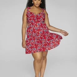 Fashion To Figure Jenese Floral Print Tie Shoulder Dress -Pleasures SHOP x 894da352 ac0f 4cbb 8acf 01bbaaf3d6fc