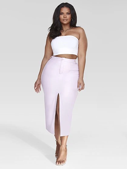 Fashion To Figure Leanne Faux Leather Midi Skirt 2 Fashion To Figure Leanne Faux Leather Midi Skirt - Image 2