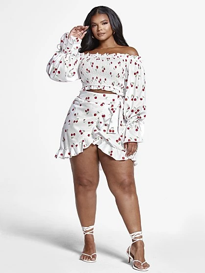 Fashion To Figure Tatiana Cherry Print Wrap Skirt 3 Fashion To Figure Tatiana Cherry Print Wrap Skirt - Image 3