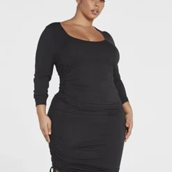 Fashion To Figure FTF Essentials - The Long Sleeve Ruched Dress -Pleasures SHOP x 8c25776f d259 49f7 a18c 585e4aea4de2