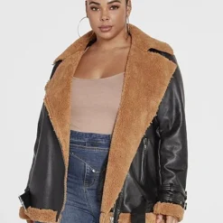 Fashion To Figure Novah Moto Style Shearling Coat -Pleasures SHOP x 8c6e454e 88cb 4fbd 9731 40d0cf5ba56d