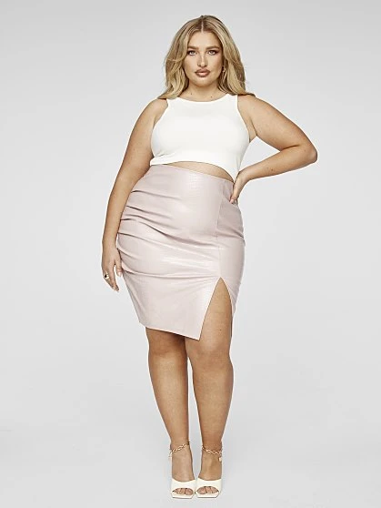 Fashion To Figure Monet Faux Croc Leather Skirt 5 Fashion To Figure Monet Faux Croc Leather Skirt - Image 5