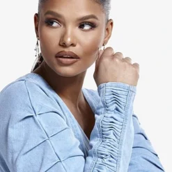 Fashion To Figure Nelle Ruched Denim Dress -Pleasures SHOP x 8cf83ce5 4f0b 40a4 be1e 06fd2a26bf9c