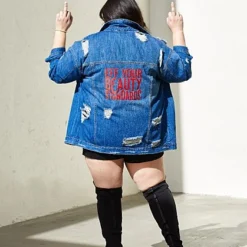 Fashion To Figure EYBS Denim Trucker Jacket 12 Fashion To Figure EYBS Denim Trucker Jacket -Pleasures SHOP x 8d5734ba 9658 40a6 a291 8e8efe98f647