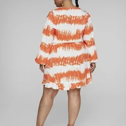 Fashion To Figure Veronica Ruffle Trim Tie Dye Dress