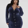 Fashion To Figure Sheila Heart Button Velvet Dress