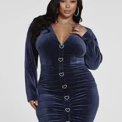 Fashion To Figure Sheila Heart Button Velvet Dress