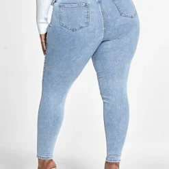 Fashion To Figure Light Wash Curvy Fit Skinny Jeans With Double Side Belt Details -Pleasures SHOP x 8f6d97d0 9e32 40ce 9f5d fb2ed450c27b