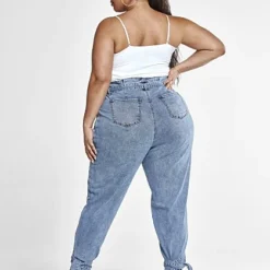 Fashion To Figure High Rise Paperbag Waist Jeans With Ankle Ties - Short Inseam -Pleasures SHOP x 8f858096 e6a0 44c3 a3be 578eea6e53c1