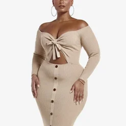 Fashion To Figure Larissa Tie Front Sweater Dress -Pleasures SHOP x 919d9a8e 15bf 406c 83db c432c7ed3b7d