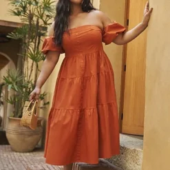 Fashion To Figure Aspen Off-The-Shoulder Midi Dress