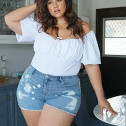 Fashion To Figure Mid-Rise Paint Splatter Shorts -Pleasures SHOP x 91ef611a b688 413a b510 79da909fc6ca