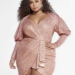 Fashion To Figure Arielle Faux Wrap Sequin Dress