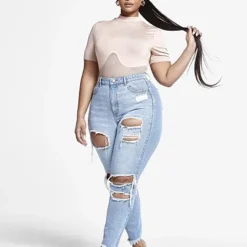 Fashion To Figure High Rise Skinny Destructed Ankle Jeans -Pleasures SHOP x 927a90fd f0cd 4553 8fad a527665e1d0b