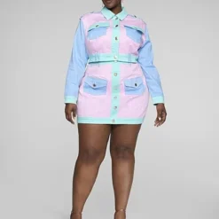 Fashion To Figure Alicia Denim Colorblock Skirt -Pleasures SHOP x 9294eb7c 6eb2 472c 9d34 3becf4585bbd