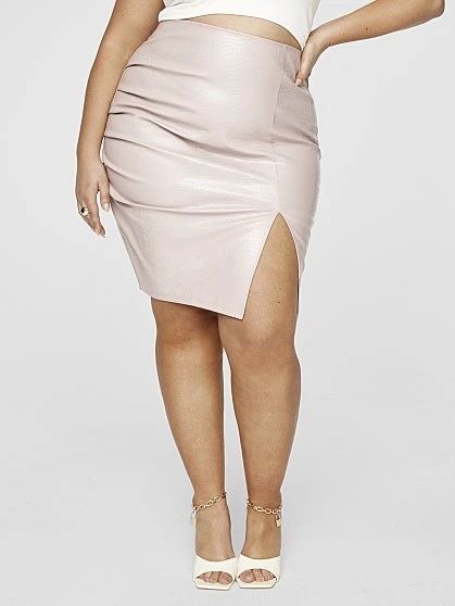 Fashion To Figure Monet Faux Croc Leather Skirt 4 Fashion To Figure Monet Faux Croc Leather Skirt - Image 4