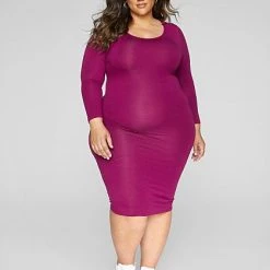 Fashion To Figure FTF Signature Long Sleeve Everyday Midi Dress -Pleasures SHOP x 93e5844f 3851 4968 aa16 d17d286594ed