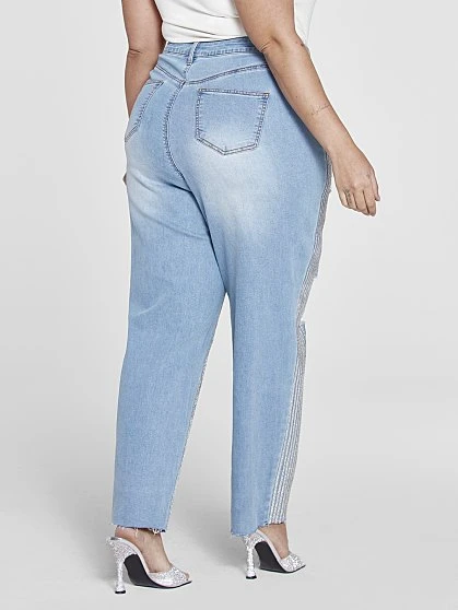 Fashion To Figure The Turn Up High-Rise Sequin Front Denim Trousers - Patrick Starrr X FTF 5 Fashion To Figure The Turn Up High-Rise Sequin Front Denim Trousers - Patrick Starrr X FTF - Image 5