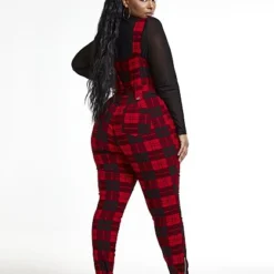 Fashion To Figure Willow Plaid Fitted Overalls -Pleasures SHOP x 9515c27d d525 4de0 b528 f7c1b70fdc04
