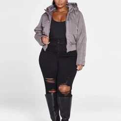 Fashion To Figure Farrah Short Hooded Puffer Coat -Pleasures SHOP x 9581ac7c 606a 479f af03 21e26a9c9395