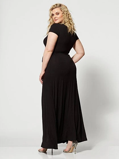 Fashion To Figure Grace Faux Wrap Maxi Dress In Black 2 Fashion To Figure Grace Faux Wrap Maxi Dress In Black - Image 2