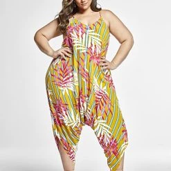 Fashion To Figure Signature Harem Style Jumpsuit In Tropical Print