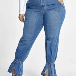 Fashion To Figure High Rise Straight Leg Jeans With Ankle Ties - Short Inseam -Pleasures SHOP x 97e0b996 11ad 4f67 b5c2 169a89e16ba6