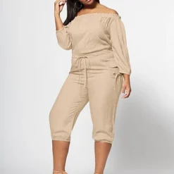 Fashion To Figure Jenny Off-Shoulder Utility Jumpsuit