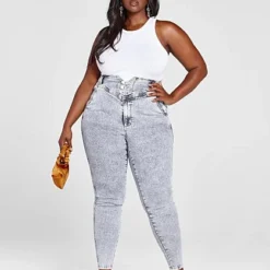 Fashion To Figure Ultra High Rise Jeans With Waist Button Detail -Pleasures SHOP x 995c8d64 07e0 4647 aab4 7af0cc29071c