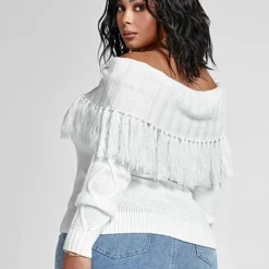 Fashion To Figure Jeanette Off The Shoulder Fringe Sweater 5 Fashion To Figure Jeanette Off The Shoulder Fringe Sweater -Pleasures SHOP x 9a257951 c8fa 451d 87b2 72b307a70d57