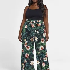 Fashion To Figure Juana Tie Front Wide Leg Pants - SRV X FTF