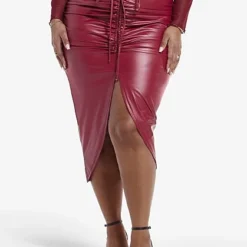 Fashion To Figure Miranda Ruched Faux Leather Skirt -Pleasures SHOP x 9a8e7ef0 fed7 4231 af60 99abe919423f